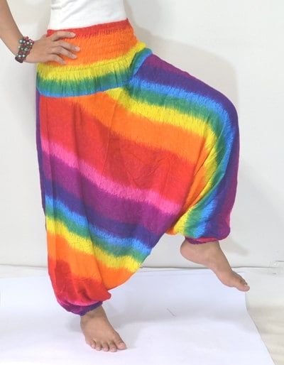 RAINBOW HAREM PANTS Jumpsuit Orange Red Yellow Green Purple Stripes Boho Pants Gypsy Hippie Yoga Trousers Aladdin Pant - Etsy