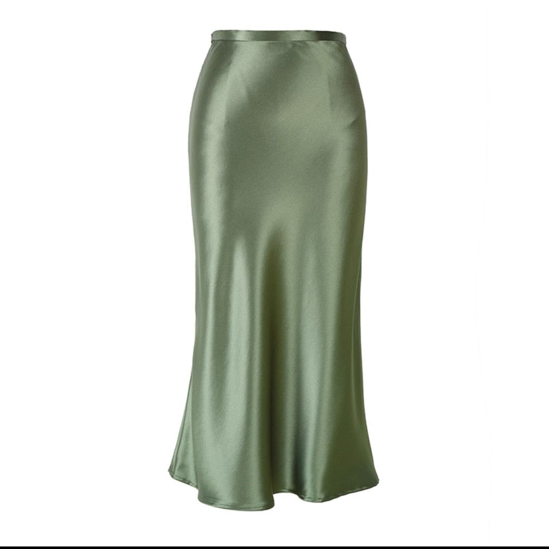 Elevate Your Wardrobe with the Hirsionsan Satin High-Waist Midi Skirt from Toloer