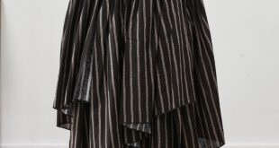 Unique Black Asymmetrical Striped Cotton Skirt Fall - Black / 3XL(Fit for EU 48-50, US 16-18, UK/AU 20-22, IT 52-54)