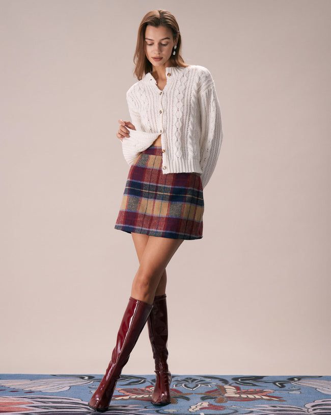 The Red Plaid Zipper Fly Tweed Mini Skirt: A Chic Addition from Rihoas