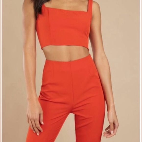 Tobi Pants & Jumpsuits | Tobi Two Piece High Rise Pant & Top, Size Small, New | Color: Orange/Red | Size: S