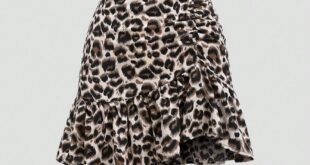 Vintage Leopard Print Slinky Mini Skirt For Women