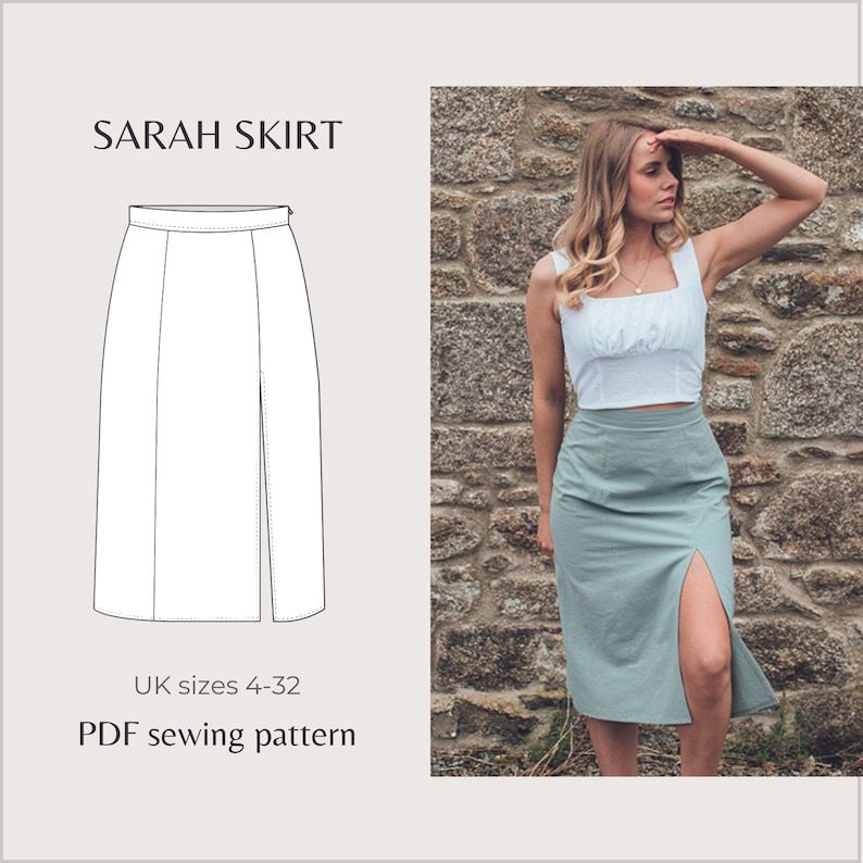 High Waist Midi Skirt PDF Sewing Pattern for Women NH Patterns Sarah Skirt Midi Skirt With Slit Pattern - Etsy