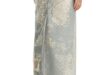 Women's Long skirt in pinstriped devoré denim | White