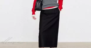 High-Quality Wool Straight Pencil Skirt with Hip Package, Back Slit, and Paper-Like Texture - Womens Half Skirt - black, XS