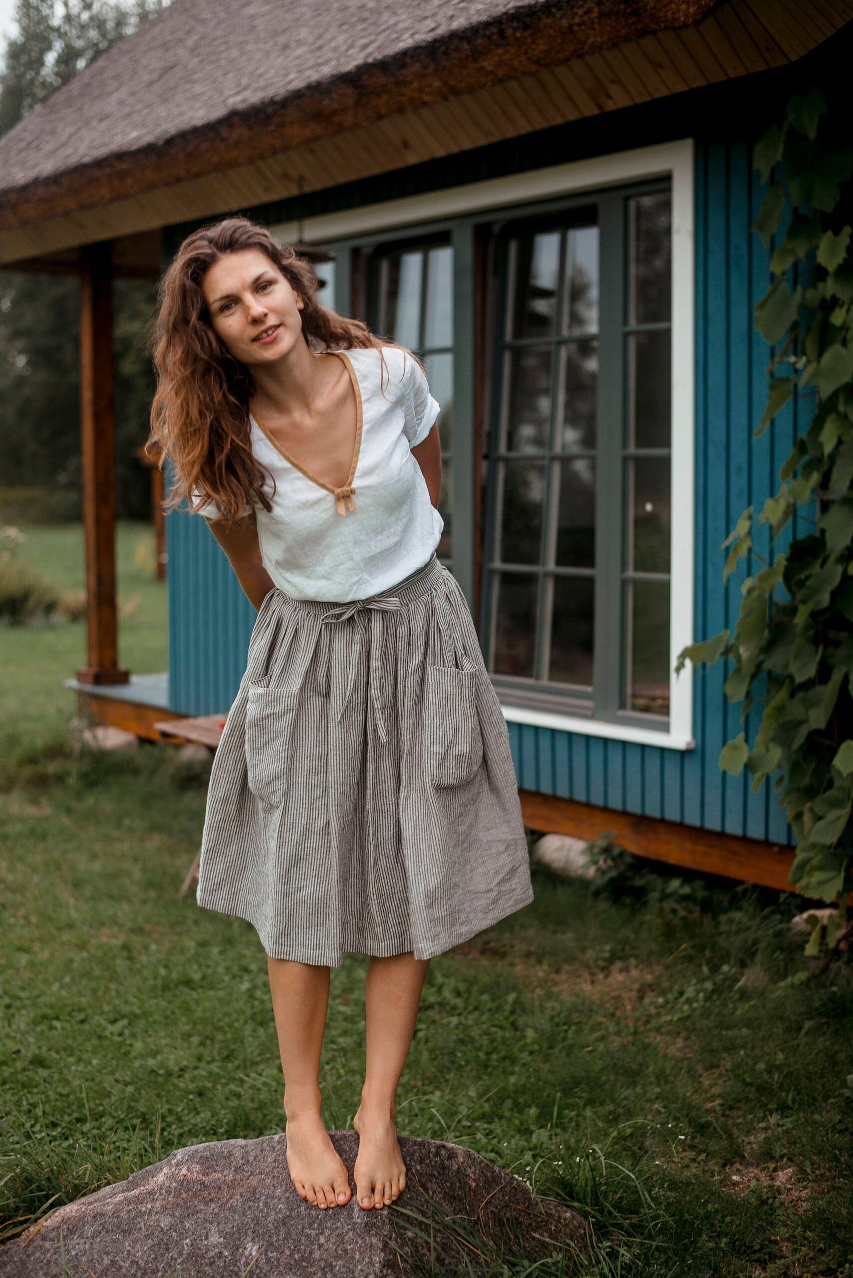 Discover Timeless Elegance with the Linen Striped Skirt from Etsy