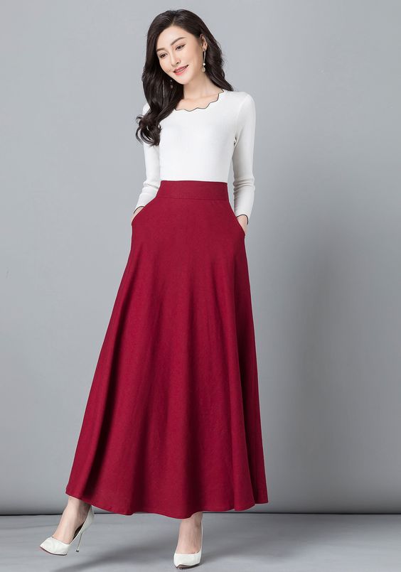 Elevate Your Wardrobe with the Red Maxi Linen and Cotton Skirt: A Perfect Blend of Comfort and Style