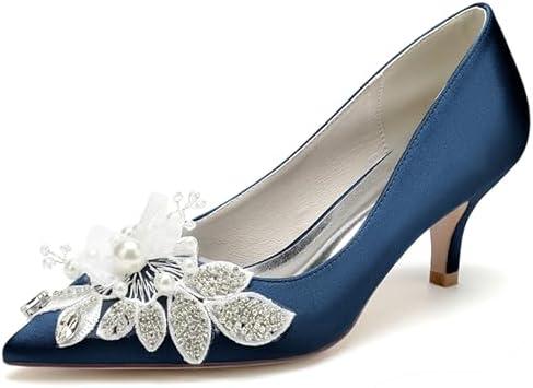 Slip-On Women's Wedding Shoes with‌ Rhinestones⁤ & Flowers