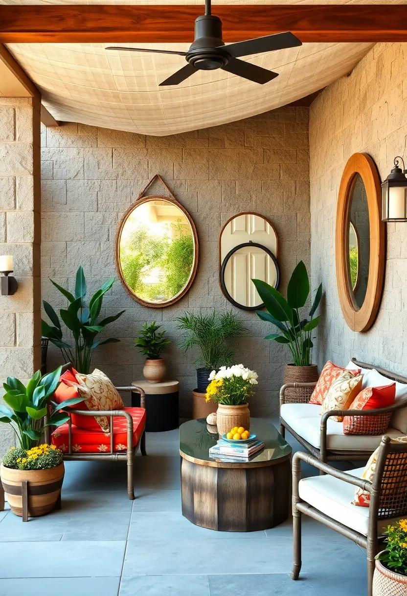 Rustic Charm: Integrating Vintage Mirrors into Natural Surroundings