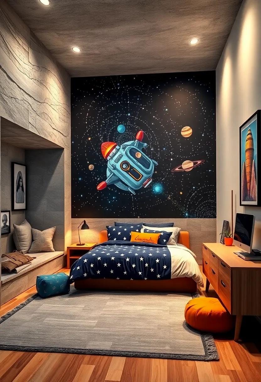 Space Odyssey: Create‍ a celestial sanctuary featuring​ glow-in-the-dark stars, rocket ship ‍bedding,⁢ and ⁤planet-themed wall⁢ art that ‍ignites a ⁢passion for astronomy