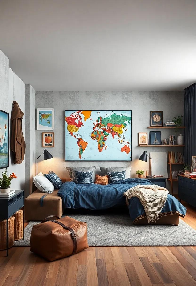 Travel the World: Design a room filled with travel inspiration, featuring artwork from‍ different cultures, souvenirs, and a⁢ vision board for future adventures