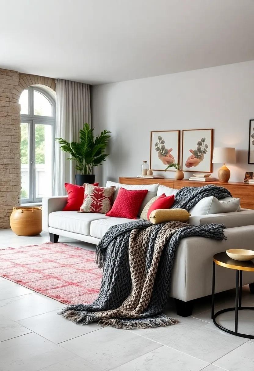 Add a ⁤Throw Blanket:​ Drape⁤ a cozy knitted ‌throw over your ‍sofa to invite comfort​ and create an ​inviting atmosphere