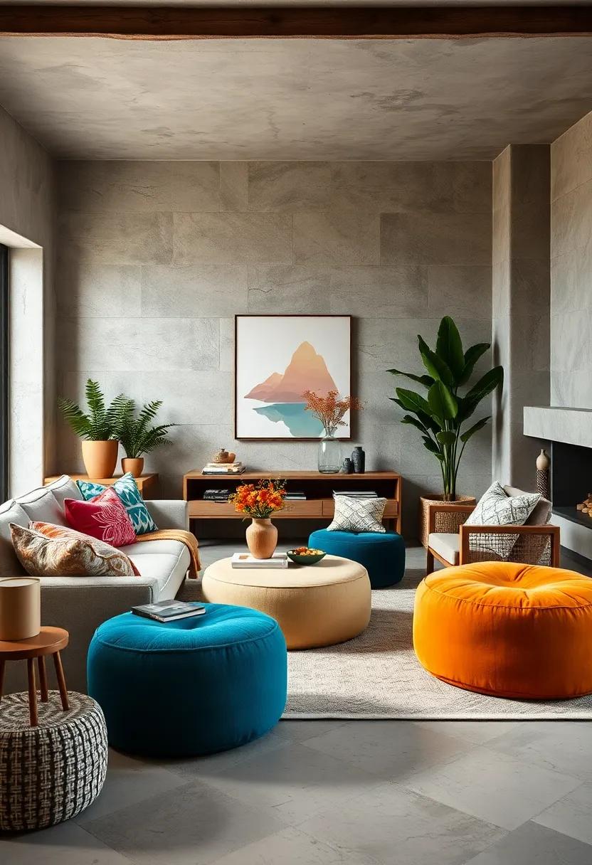 Add Fun Poufs: ​Use⁢ poufs or ottomans‌ in playful colors or patterns to create additional seating and a relaxed vibe