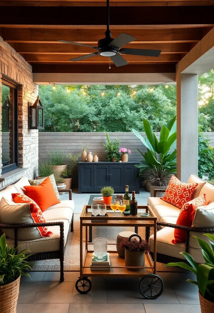 Bar Cart Elegance: Set up a stylish bar cart stocked with your favorite drinks and glasses, making entertaining a breeze and adding flair