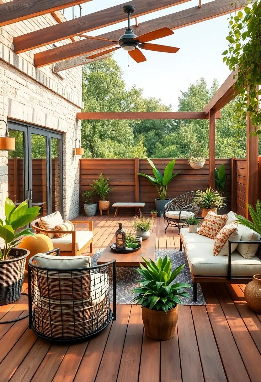 Natural Wood Decking: Choose sustainable wood for your patio flooring, providing a warm and inviting feel that connects with nature