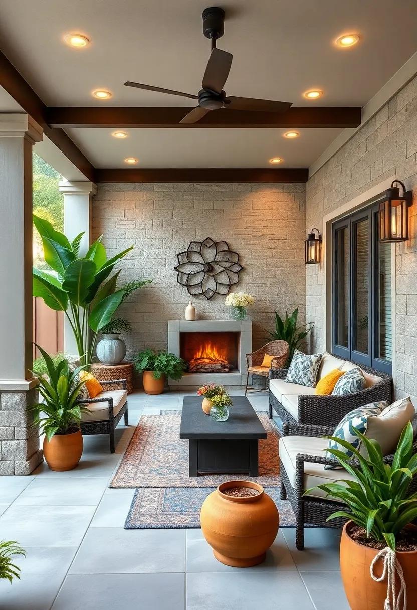 Outdoor Artwork: Incorporate wall art or sculptures to add personality and style,creating an inviting atmosphere in your patio