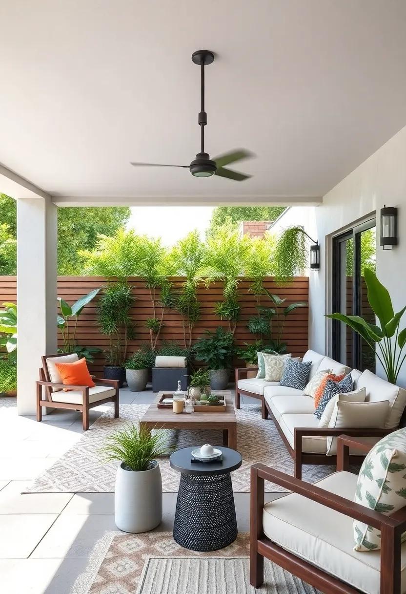 Shade Trees: Plant tall plants or install trellises with climbing plants to provide natural shade while enhancing privacy