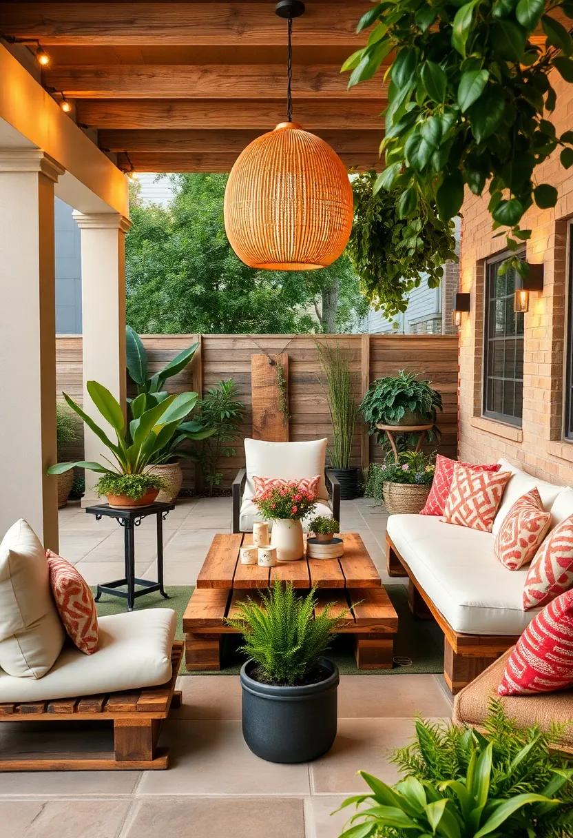 Upcycled Furniture: Transform old wooden pallets into unique seating or tables, giving your patio a rustic charm while being eco-friendly