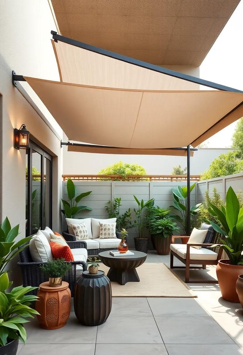Overhead shade: Install a retractable awning ⁤or umbrella to provide shade over ⁣your ​seating area, making ‍it enjoyable even on sunny days