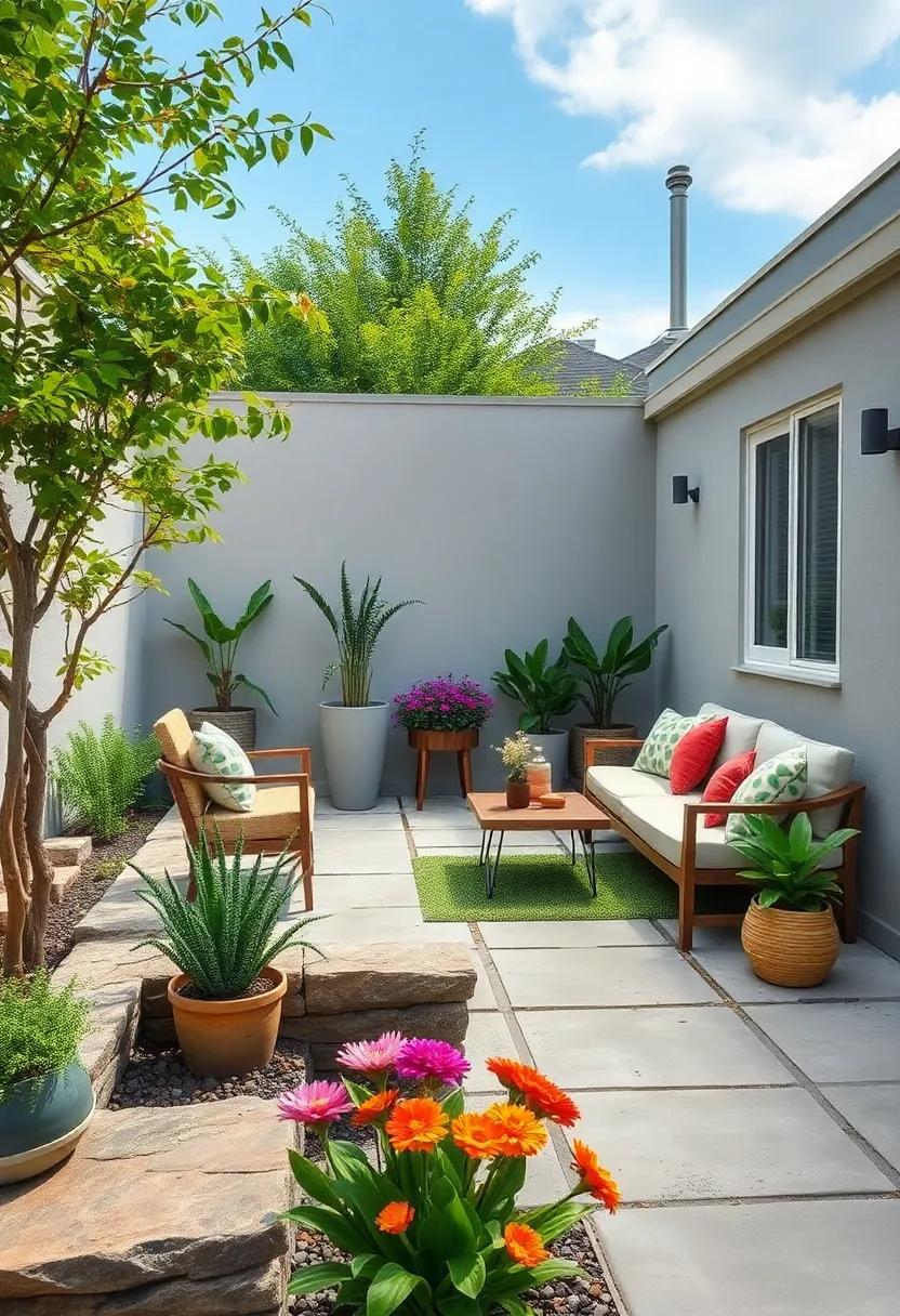 Stone ⁢and Bloom: Create ⁣a seating area with stone seating integrated into‌ a garden bed,blending nature ⁣with ⁢comfort