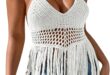 Our Take on the Plus Size White Crochet Halter Cover Up