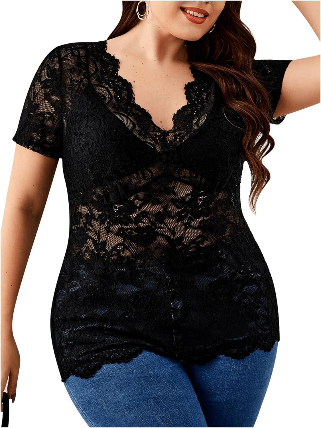 Our Honest Take on the OYOANGLE Plus Size Floral Lace Tee