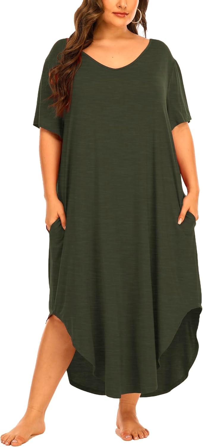 Why We Love These Plus Size Maxi Nightgowns with Convenient Pockets