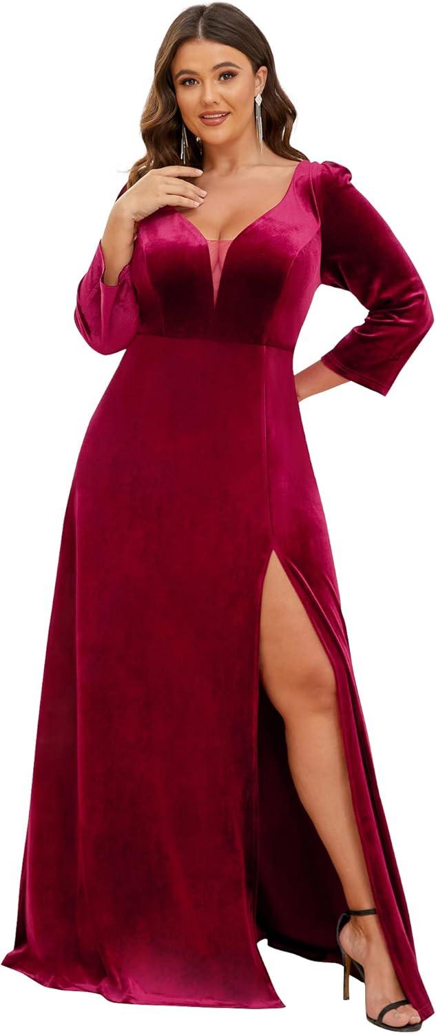 Our Review: Ever-Pretty Plus Burgundy Velvet Dress for Fall Events