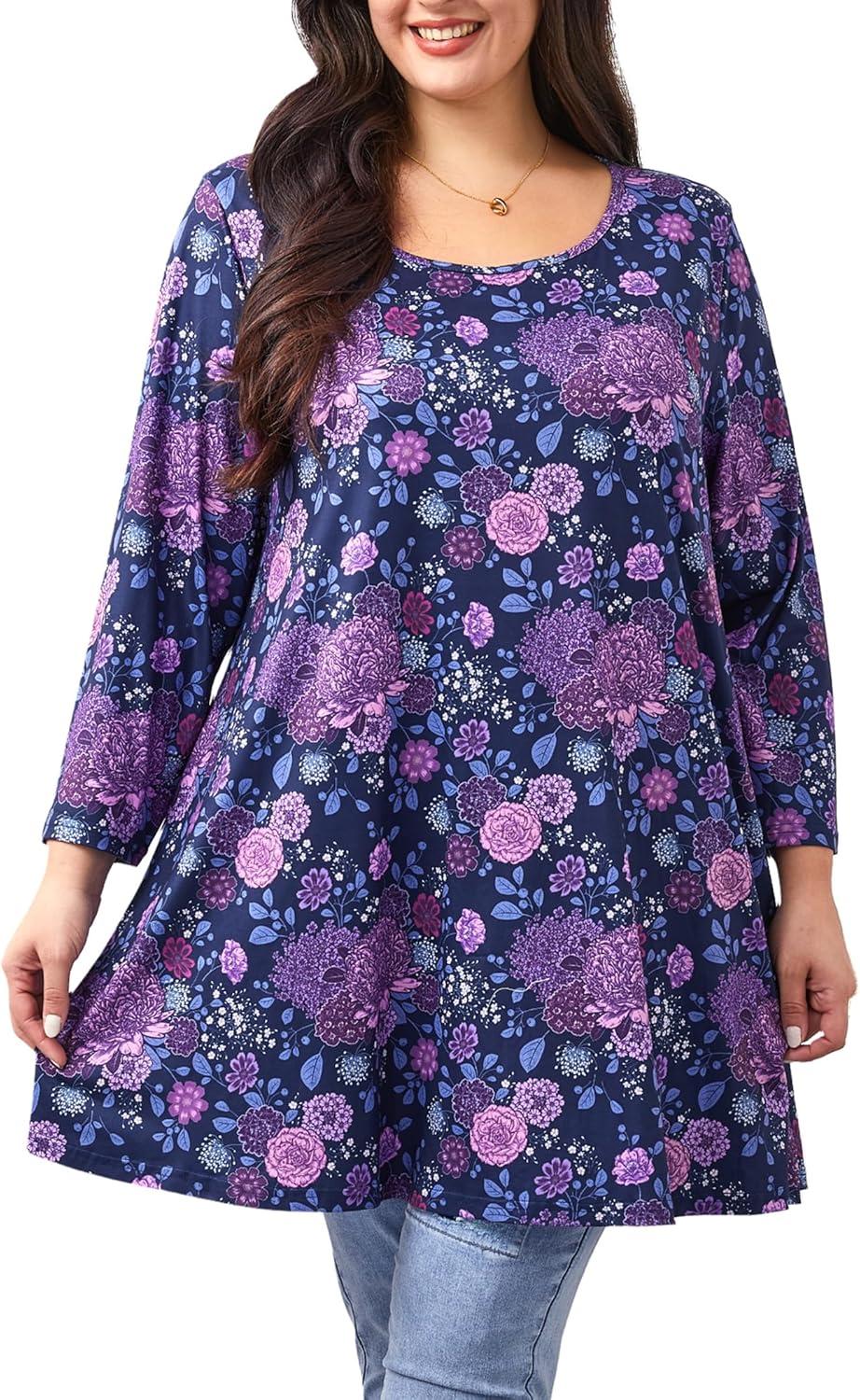 Finding the Perfect Plus Size Tunic: Our 3/4 Sleeve Floral Review