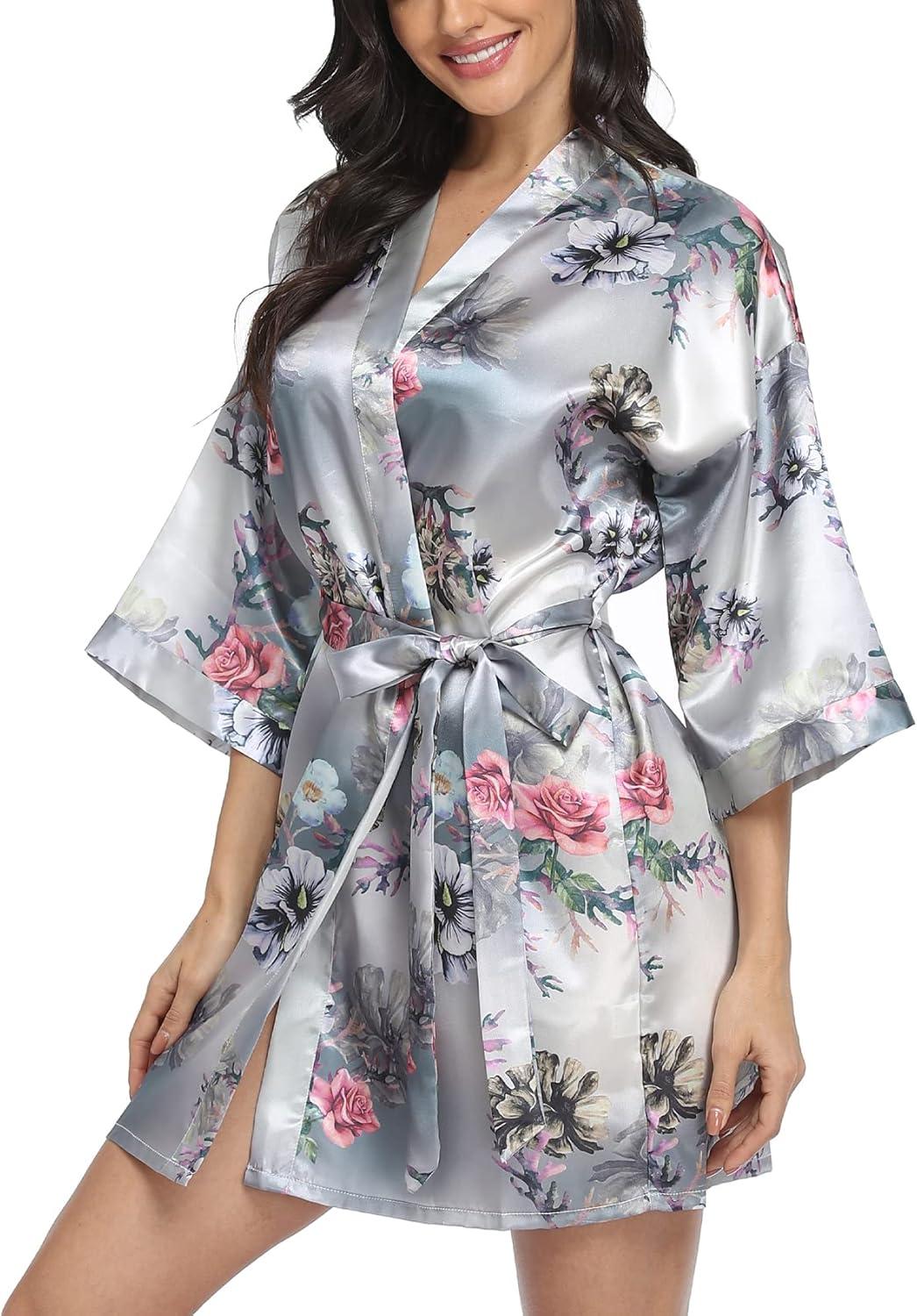 Why We Love This Plus Size Floral Satin Kimono Robe for Weddings