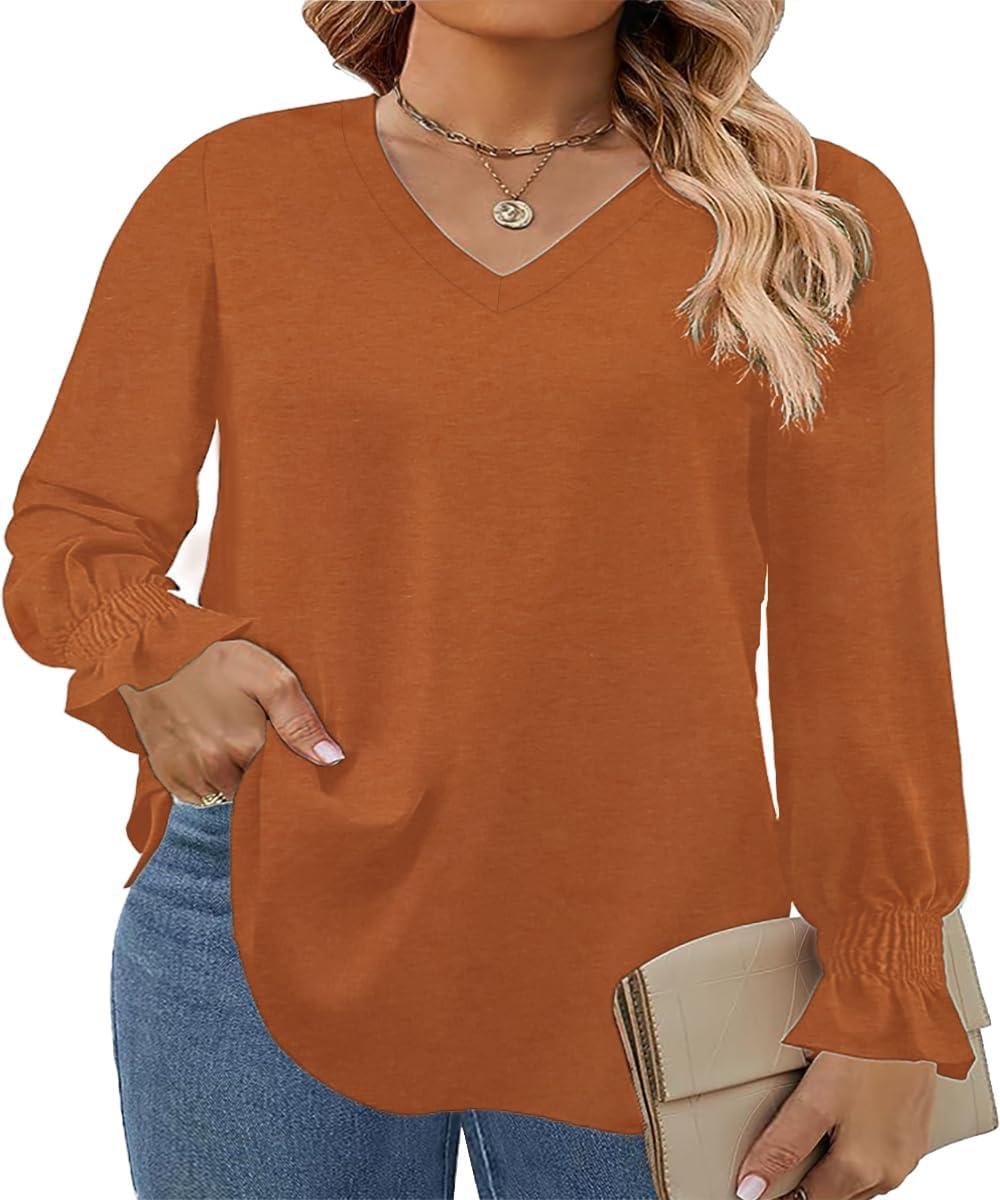 Why We Love ShinyU Plus Size Ruffle Sleeve Tops This Fall
