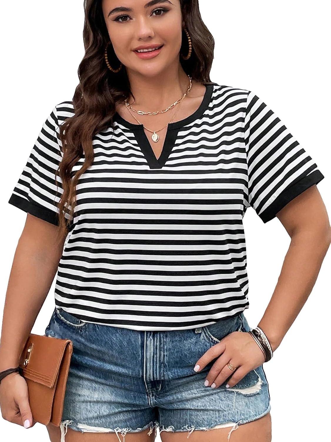 Our Thoughts on the Floerns Plus Size Striped Tee in 2XL