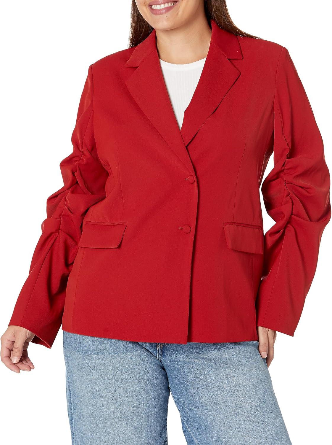 Why We’re Loving The Drop’s Flame Scarlet Ruched Sleeve Blazer