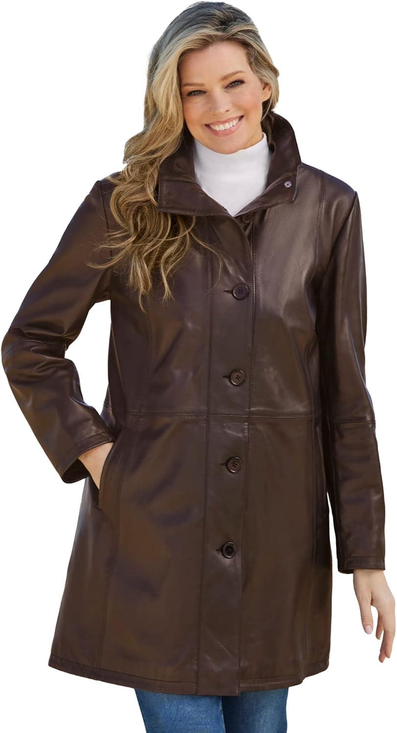 Why We Love the Woman Within Plus Size Leather Swing Coat