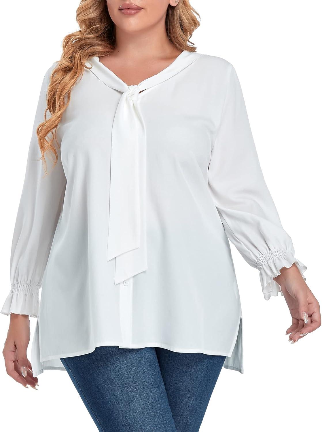 Why We Love the Plus Size Vintage Bow Tie Neck Blouse