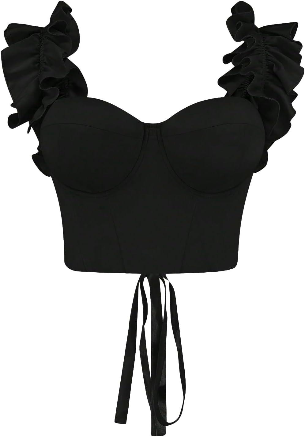 Our Take on the Plus Size Ruffle Trim Lace-Up Crop Cami Top