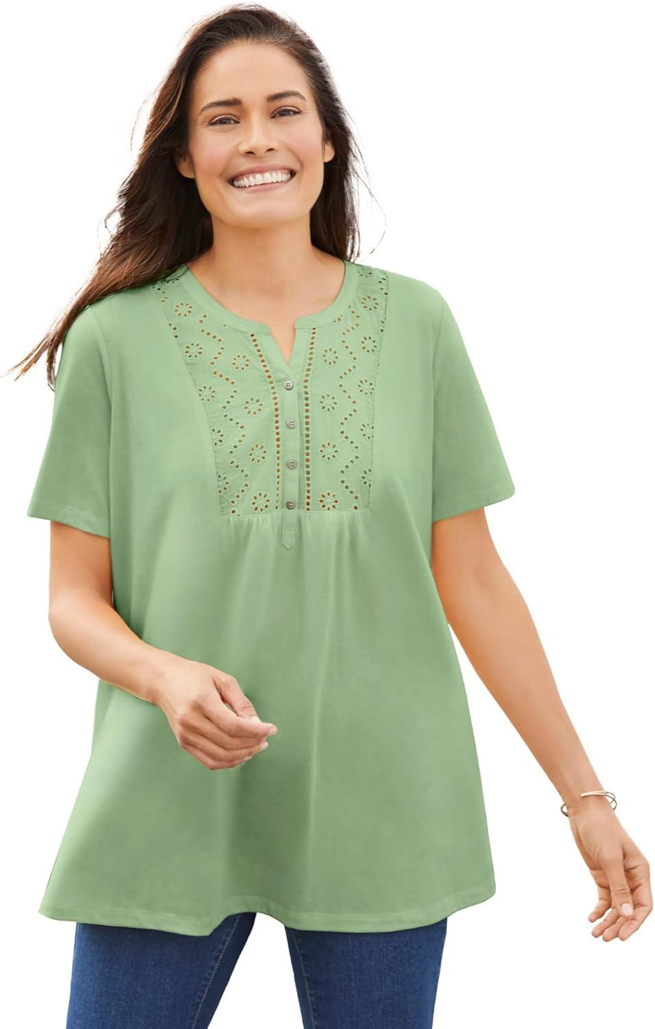 Our Honest Take on the Woman Within Plus Size Eyelet Henley Tee