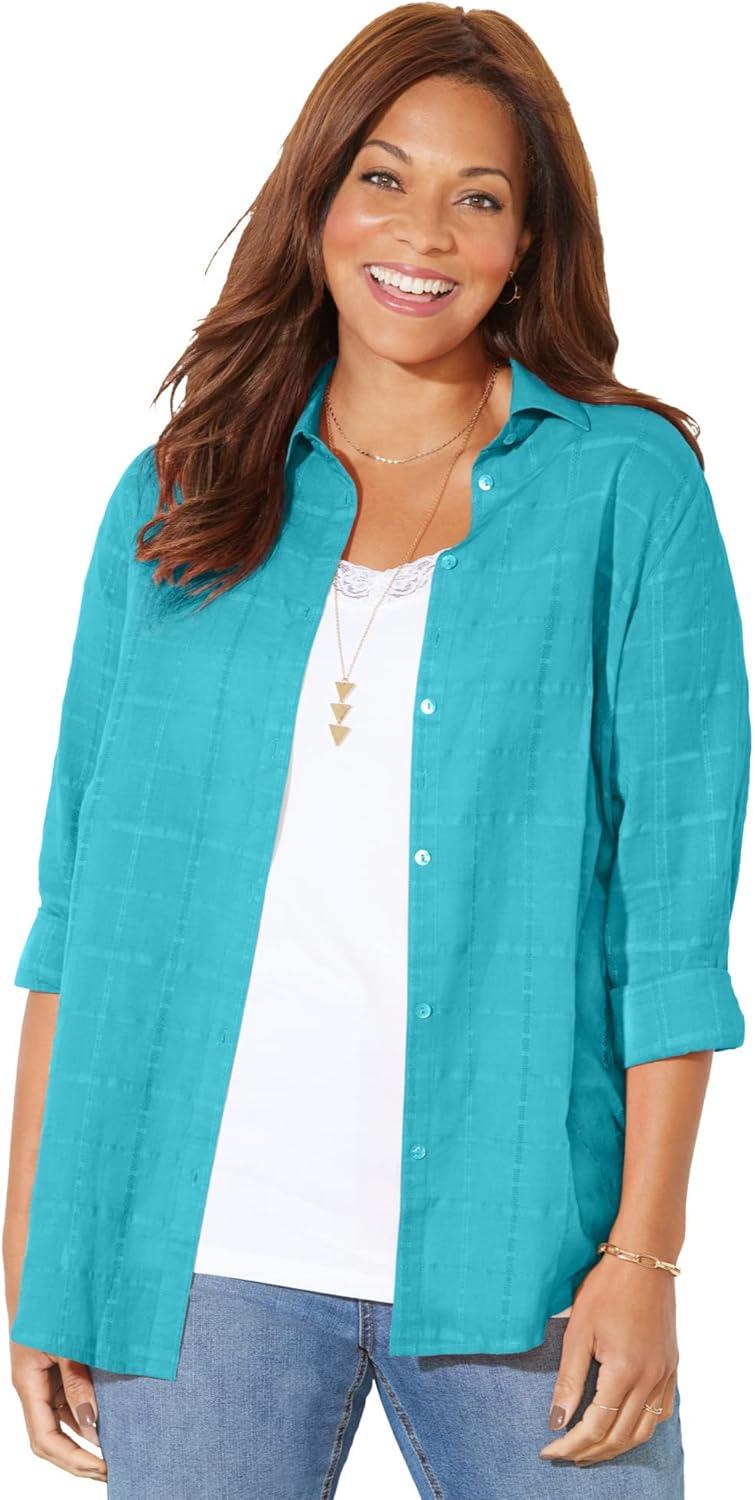 Why We Love the Catherines 4X Windowpane Shirt in Aqua Blue