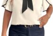 Our Take on the Plus Size Bow Tie Neck Office Blouse: Stylish & Smart