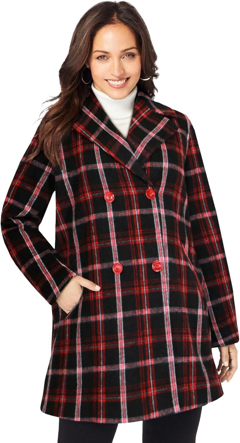 Our Take on Jessica London’s Plus Size Wool Peacoat in Red Plaid