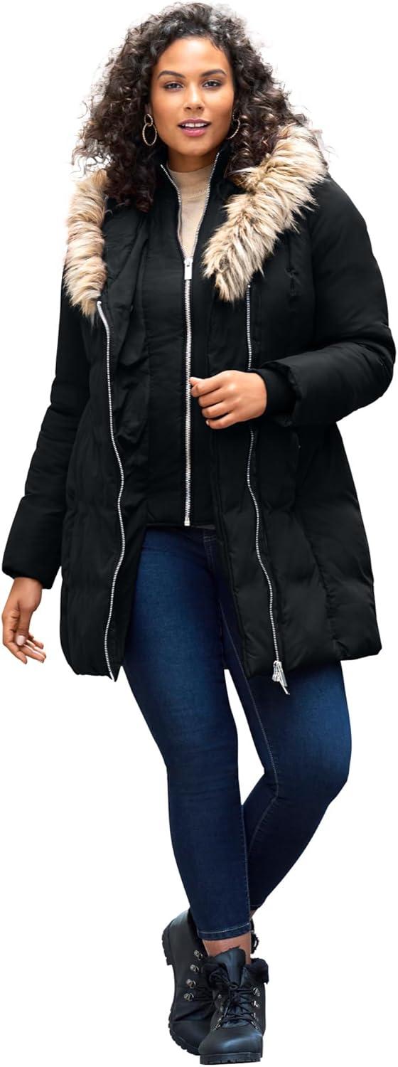 Our Take on Roaman’s Plus Size Asymmetrical Double Layer Puffer Coat