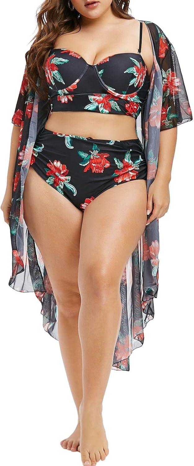 Why We Love the ROSE GAL Plus Size 3-Piece Floral Tankini