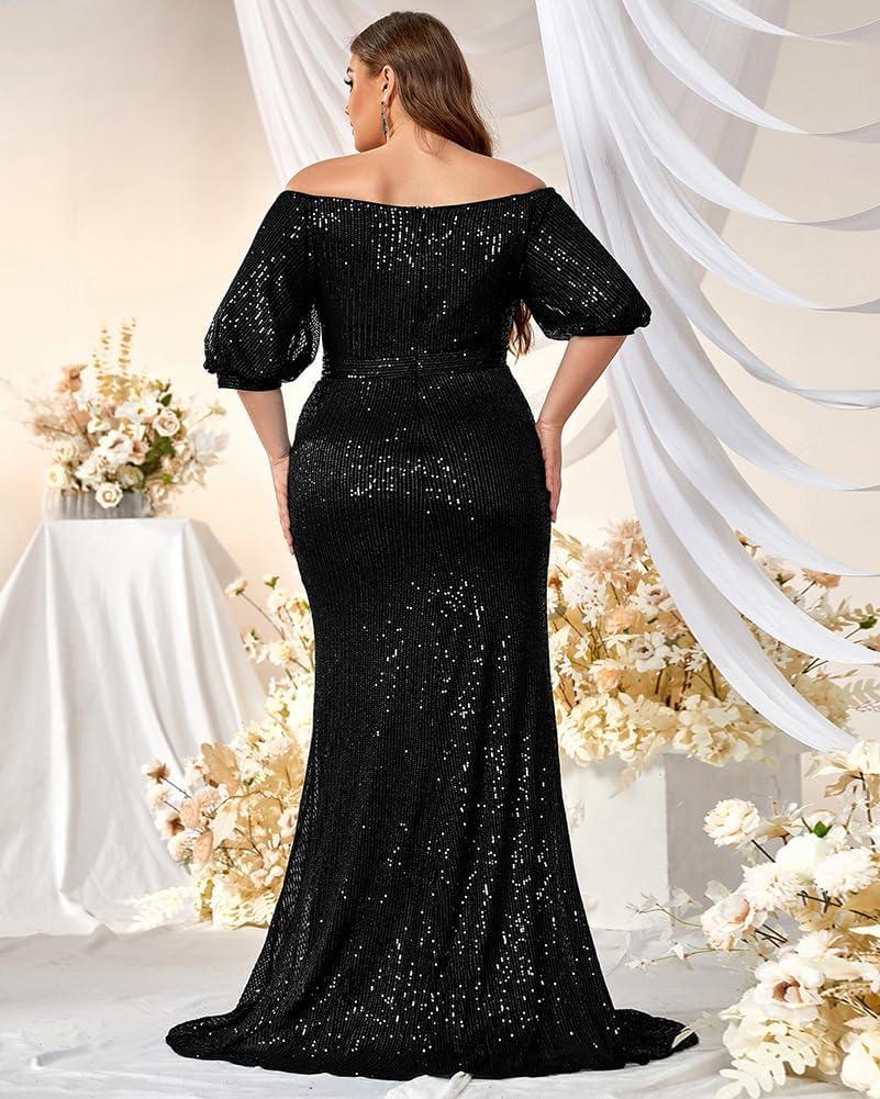 Our Take on the Women's Plus ‍Size Sequin Off-Shoulder Maxi Dress