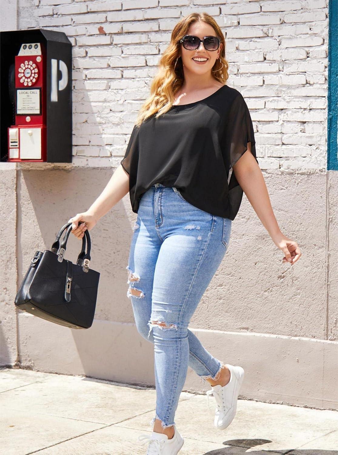 Our ​Take on IN'VOLAND's Plus⁤ Size Chiffon Batwing Sleeve Blouse