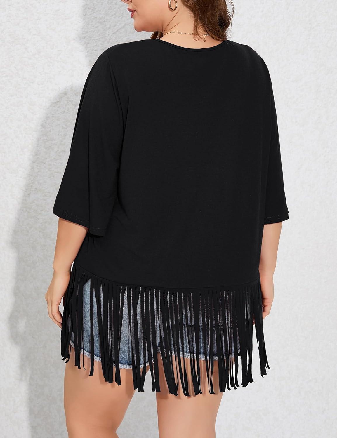 How We Feel About KOJOOIN's Fringe Hem Plus Size Tee