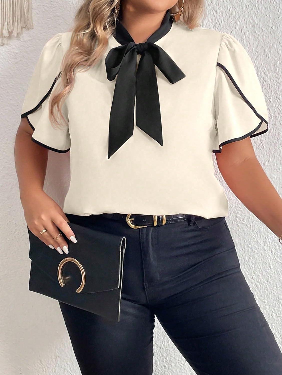 Our‍ Take on the Plus⁣ Size Bow Tie neck Office Blouse: stylish & ​Smart