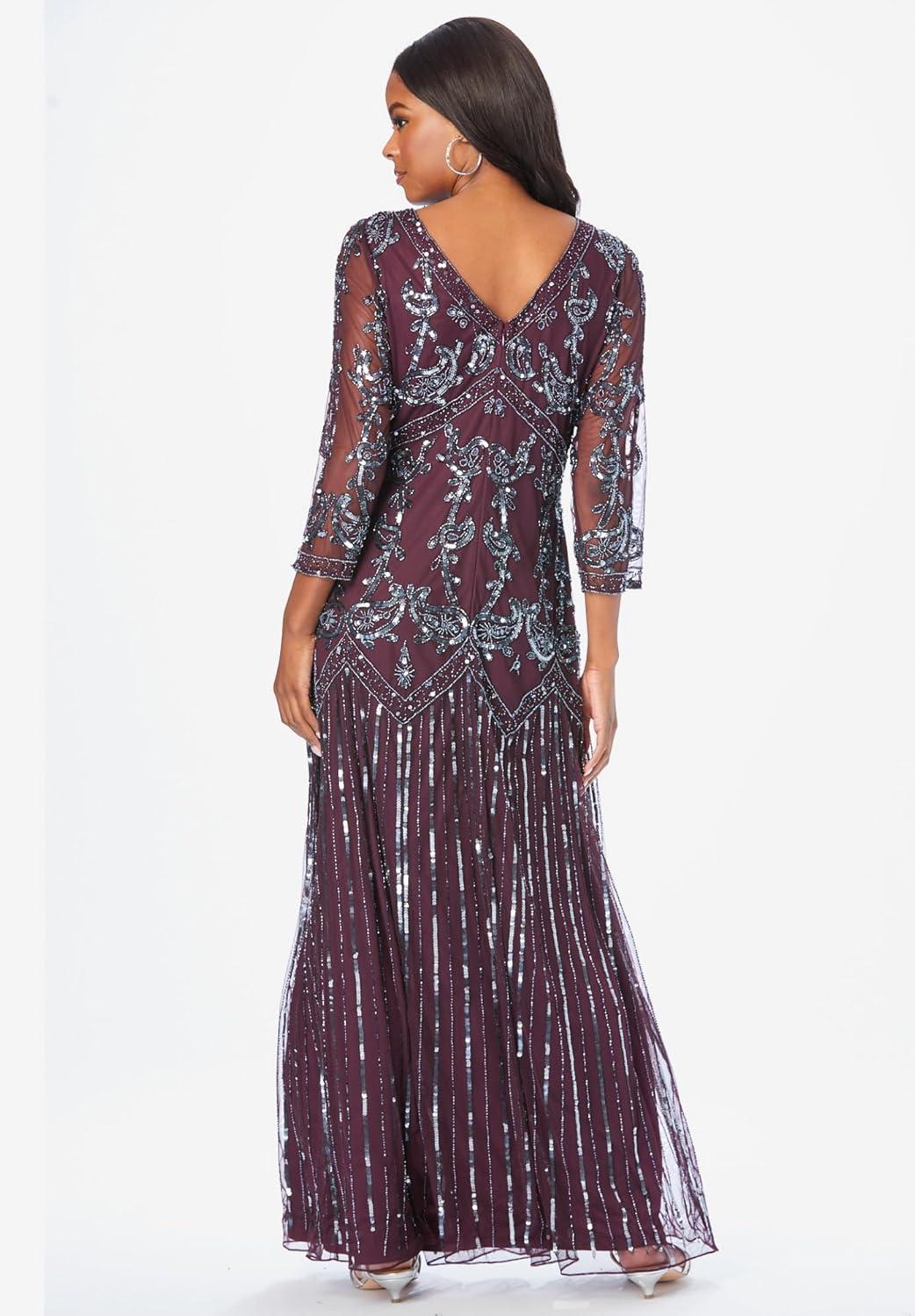 Our Take on Roaman's Plus Size Beaded V-Neck Maxi Gown