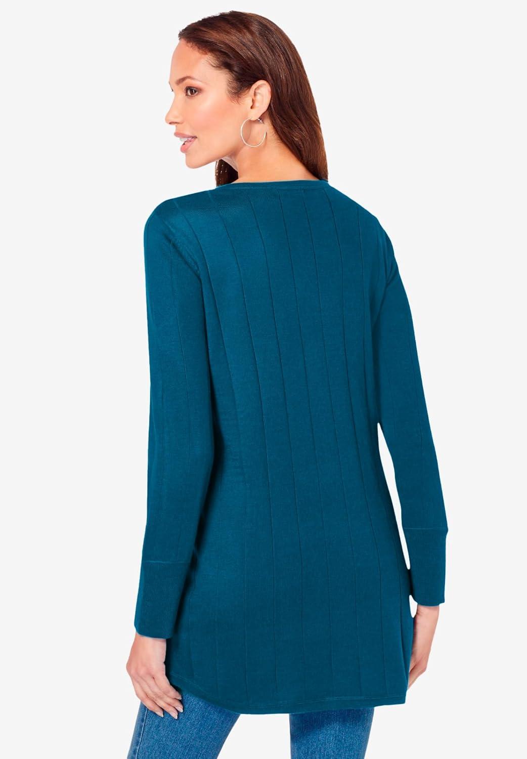 our‌ Honest Take on Roaman's Plus Size Drop Needle Henley Sweater