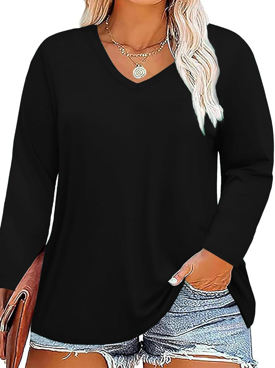 our Take on ​the ⁢Plus Size V Neck Long⁣ Sleeve Tee: ​Stylish & Comfy