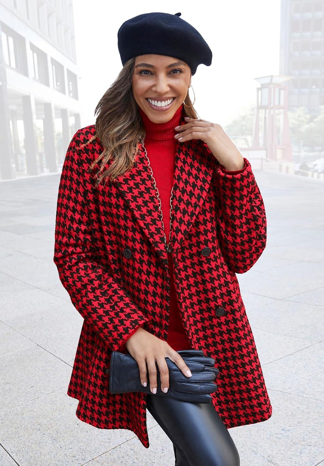 Our Take on Jessica London's Plus size Wool Peacoat in Red Plaid